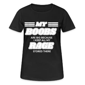 Big Boobs - Frauen T-Shirt atmungsaktiv - Schwarz - Vorne - AI Model Female 172 light (172cm)