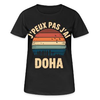 Doha. Je peux pas j'ai Doha qatar - T-shirt respirant Femme - noir - Devant - AI Model Female 172 light (172cm)