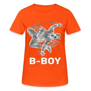 Breakdance B-Boy Streetdance Hip Hop - Frauen T-Shirt atmungsaktiv - Neonorange - Vorne - AI Model Female 172 dark (172cm)