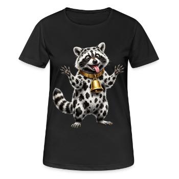 Lustiges Mischlings-Waschbär-Kuh-Muster - Frauen T-Shirt atmungsaktiv - Schwarz - Vorne - AI Model Female 172 light (172cm)
