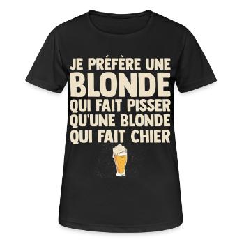 Je Préfère Une Blonde Humour Beauf Apéro Bistrot - T-shirt respirant Femme - noir - Devant - AI Model Female 172 light (172cm)