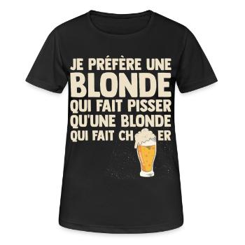 Humour Blonde Bière Beauf Apéro Bistrot Drôle bbq - T-shirt respirant Femme - noir - Devant - AI Model Female 172 light (172cm)