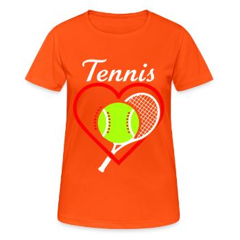 Raquette Tennis Heart - T-shirt respirant Femme - orange néon - Devant - AI Model Female 172 dark (172cm)