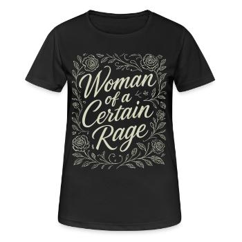 Woman of a Certain Rage Floral Roses Design - Women's Breathable T-Shirt - black - Front - AI Model Female 172 light (172cm)