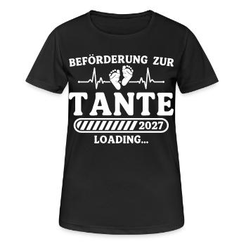 Schwangerschaft Ankündigen Werdende Tante 2027 - Frauen T-Shirt atmungsaktiv - Schwarz - Vorne - AI Model Female 172 light (172cm)
