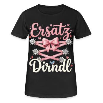 Trachtenshirt Damen Trachten T-Shirt Dirndl Ersatz - Frauen T-Shirt atmungsaktiv - Schwarz - Vorne - AI Model Female 172 light (172cm)