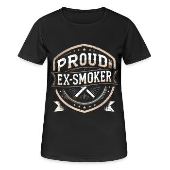 Non-fumeur, ex-fumeur, fier ex-fumeur. - T-shirt respirant Femme - noir - Devant - AI Model Female 172 light (172cm)
