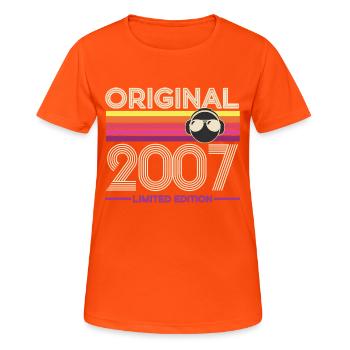 Original 2007 Limited Edition Retro - Frauen T-Shirt atmungsaktiv - Neonorange - Vorne - AI Model Female 172 dark (172cm)