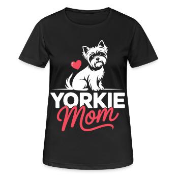 Yorkie Mom Heart Illustration - Women's Breathable T-Shirt - black - Front - AI Model Female 172 light (172cm)