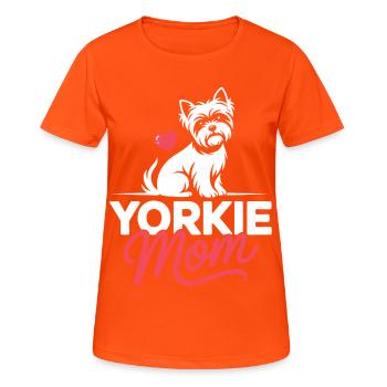 Yorkie Mom Heart Illustration - Women's Breathable T-Shirt - neon orange - Front - AI Model Female 172 dark (172cm)