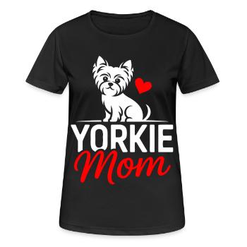 Yorkie Mom Herzhund Design - Frauen T-Shirt atmungsaktiv - Schwarz - Vorne - AI Model Female 172 light (172cm)