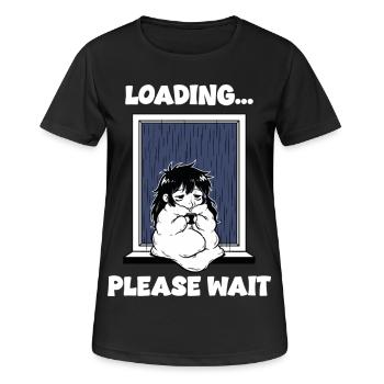 Regen lädt bitte warten Manga-Stimmung - Frauen T-Shirt atmungsaktiv - Schwarz - Vorne - AI Model Female 172 light (172cm)