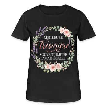 Métier Meilleur Trésorière Fleurs - T-shirt respirant Femme - noir - Devant - AI Model Female 172 light (172cm)