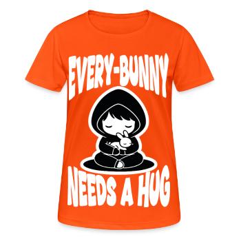 Kaninchen-Umarmung Jeder-Kaninchen-Manga niedlich - Frauen T-Shirt atmungsaktiv - Neonorange - Vorne - AI Model Female 172 dark (172cm)