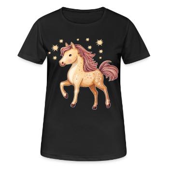 Niedliches Pferd mit Sternen - Frauen T-Shirt atmungsaktiv - Schwarz - Vorne - AI Model Female 172 light (172cm)