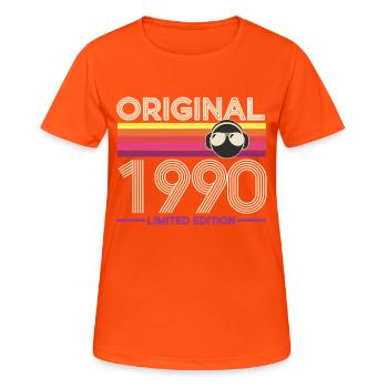 Originale limitierte Edition von 1990 - Frauen T-Shirt atmungsaktiv - Neonorange - Vorne - AI Model Female 172 dark (172cm)
