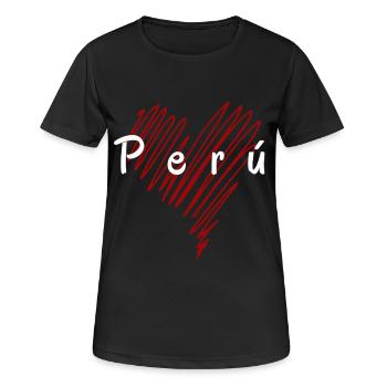 Ich liebe Peru, Herz Peru - Frauen T-Shirt atmungsaktiv - Schwarz - Vorne - AI Model Female 172 light (172cm)
