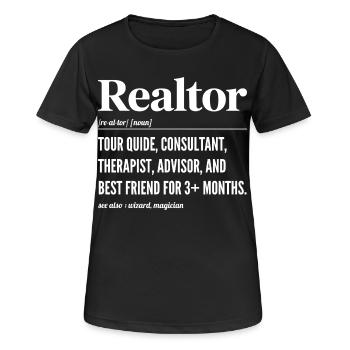 Définition Humour Agent Immobilier - Realtor - T-shirt respirant Femme - noir - Devant - AI Model Female 172 light (172cm)