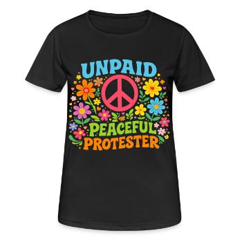 Manifestation pacifique non rémunérée Retro Flowers - T-shirt respirant Femme - noir - Devant - AI Model Female 172 light (172cm)