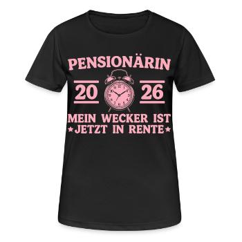 Pensionärin 2026 Mein Wecker ist in Rente - Frauen T-Shirt atmungsaktiv - Schwarz - Vorne - AI Model Female 172 light (172cm)