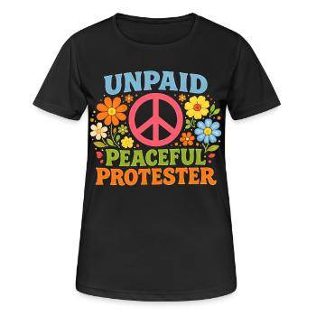 Manifestation pacifique non rémunérée Retro Flowers - T-shirt respirant Femme - noir - Devant - AI Model Female 172 light (172cm)