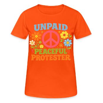 Unpaid Peaceful Protest Retro Flowers - Women's Breathable T-Shirt - neon orange - Front - AI Model Female 172 dark (172cm)