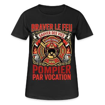 Pompier sapeur pompier feu héros vocation - T-shirt respirant Femme - noir - Devant - AI Model Female 172 light (172cm)