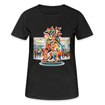 Farbwirbel Begegnungen Skulptur - Frauen T-Shirt atmungsaktiv - Schwarz - Vorne - AI Model Female 172 light (172cm)