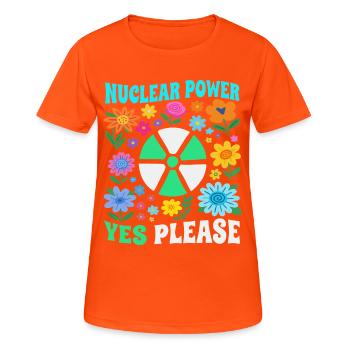 Atomkraft ja bitte mit Blumen - T-shirt respirant Femme - orange néon - Devant - AI Model Female 172 dark (172cm)