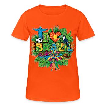 I Love Brazil Urlaub - Frauen T-Shirt atmungsaktiv - Neonorange - Vorne - AI Model Female 172 dark (172cm)