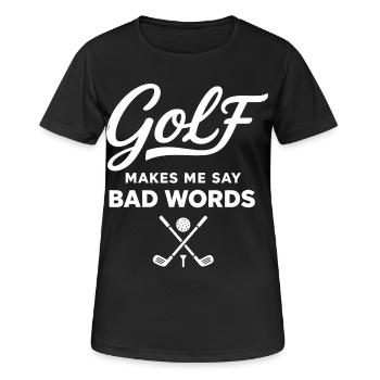 Golf et Gros Mots : L'Humour du Golfeur - T-shirt respirant Femme - noir - Devant - AI Model Female 172 light (172cm)