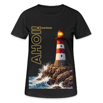 AHOI ! Marin - T-shirt respirant Femme - noir - Devant - AI Model Female 172 light (172cm)
