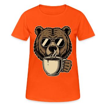 Ours à café à peine réveillé - T-shirt respirant Femme - orange néon - Devant - AI Model Female 172 dark (172cm)