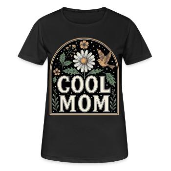 Cool Mom Blumen Vintage Design - Frauen T-Shirt atmungsaktiv - Schwarz - Vorne - AI Model Female 172 light (172cm)