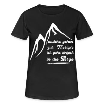 Ich gehe nicht zur Therapie ich gehe in die Berge - Frauen T-Shirt atmungsaktiv - Schwarz - Vorne - AI Model Female 172 light (172cm)