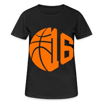 NUMÉRO 16 BASKETBALL 16E ANNIVERSAIRE - T-shirt respirant Femme - noir - Devant - AI Model Female 172 light (172cm)