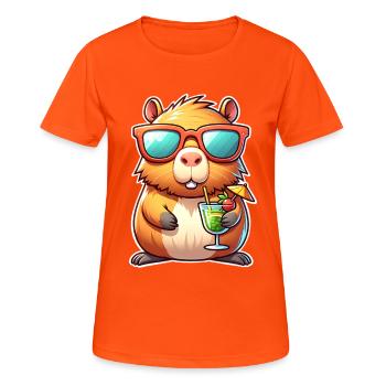 Capybara  - Frauen T-Shirt atmungsaktiv - Neonorange - Vorne - AI Model Female 172 dark (172cm)