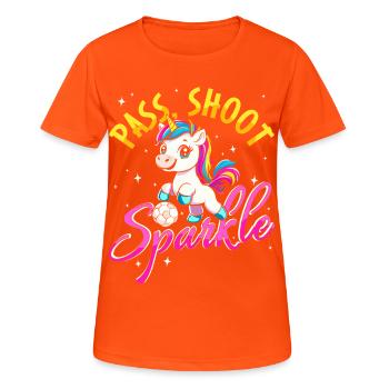 Passe Tir Sparkle Unicorn Football Enfants Filles - T-shirt respirant Femme - orange néon - Devant - AI Model Female 172 dark (172cm)