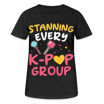Stanning Every K-pop Group - Women's Breathable T-Shirt - black - Front - AI Model Female 172 light (172cm)