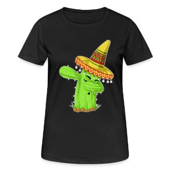 Éponge la chemise mexicaine Cactus - T-shirt respirant Femme - noir - Devant - AI Model Female 172 light (172cm)