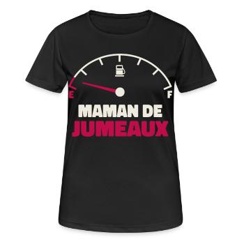 Maman de Jumeaux Jauge Essence Humour Fatigue  - T-shirt respirant Femme - noir - Devant - AI Model Female 172 light (172cm)