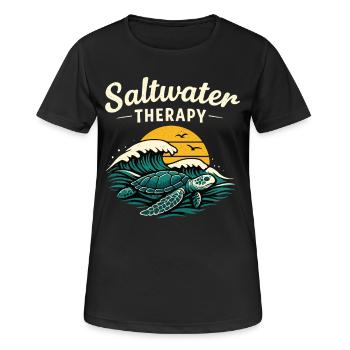 Saltwater Therapy Turtle Shirt Ocean Vibes - Women's Breathable T-Shirt - black - Front - AI Model Female 172 light (172cm)
