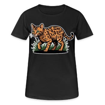 Chat Bengal Tacheté Maraude Forêt Vintage - T-shirt respirant Femme - noir - Devant - AI Model Female 172 light (172cm)