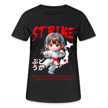 Chibi Karateheld Strike - Frauen T-Shirt atmungsaktiv - Schwarz - Vorne - AI Model Female 172 light (172cm)