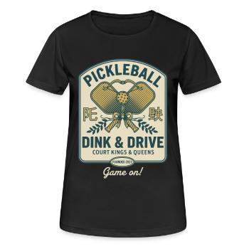 Pickleball-Dink und Drive-Spiel auf Spieler - Frauen T-Shirt atmungsaktiv - Schwarz - Vorne - AI Model Female 172 light (172cm)