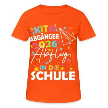 Kita Abgänger 2026 - Frauen T-Shirt atmungsaktiv - Neonorange - Vorne - AI Model Female 172 dark (172cm)
