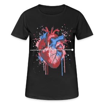 Anatomisches Herz EKG Watercolor - Frauen T-Shirt atmungsaktiv - Schwarz - Vorne - AI Model Female 172 light (172cm)