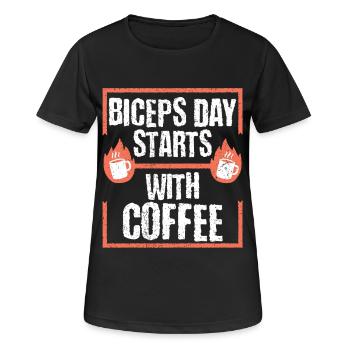 Gymnase de bodybuilders pour entraînement des biceps biceps - T-shirt respirant Femme - noir - Devant - AI Model Female 172 light (172cm)