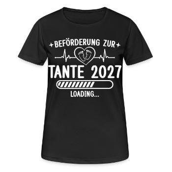Beförderung zur Tante 2027 – Baby Loading - Frauen T-Shirt atmungsaktiv - Schwarz - Vorne - AI Model Female 172 light (172cm)