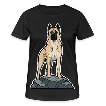 Anatolischer Schäferhund auf Schutzfelsen - Frauen T-Shirt atmungsaktiv - Schwarz - Vorne - AI Model Female 172 light (172cm)